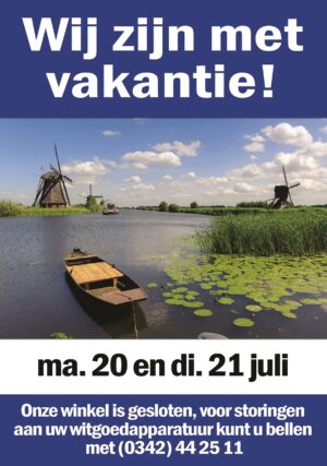 aa Wij zijn maandag en dinsdag a.s. gesloten i.v.m. een korte vakantie
